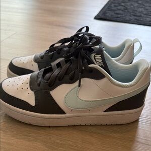Nike Black and White Shoes with Light Blue Detail